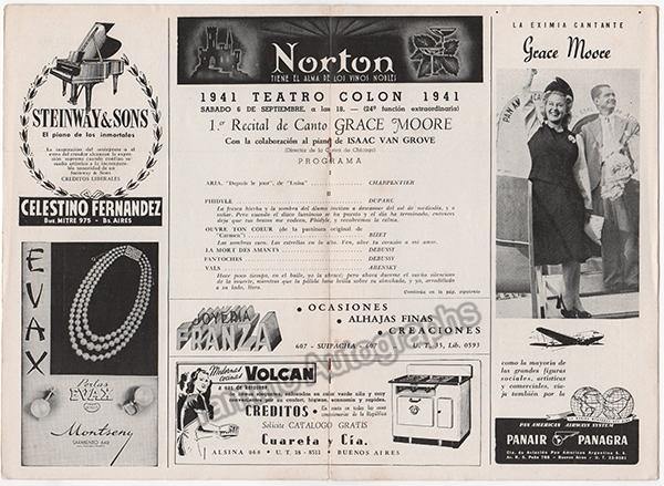 Moore, Grace - Concert Program Teatro Colon 1941