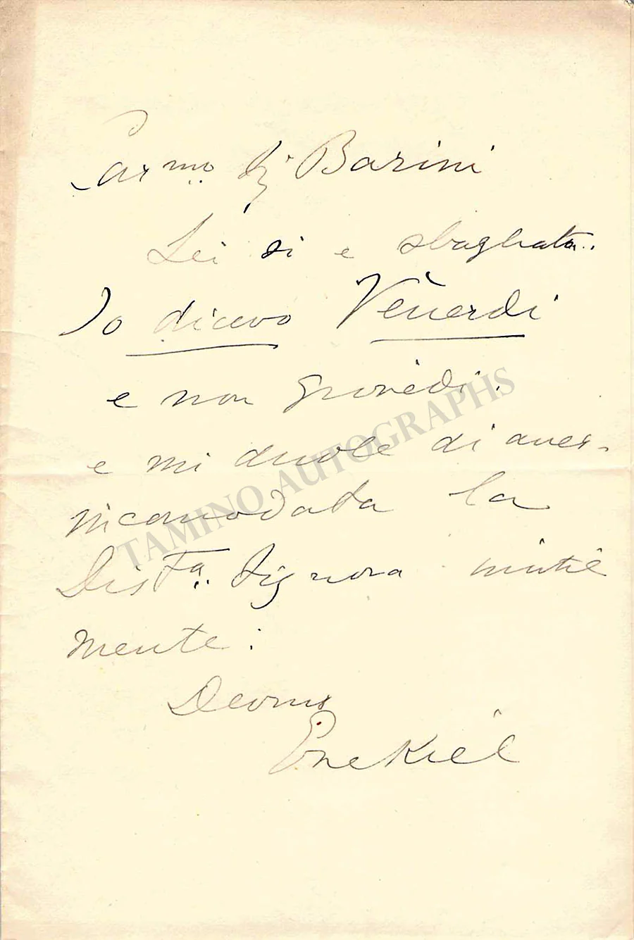 Ezekiel, Moses Jacob - Autograph Note Signed
