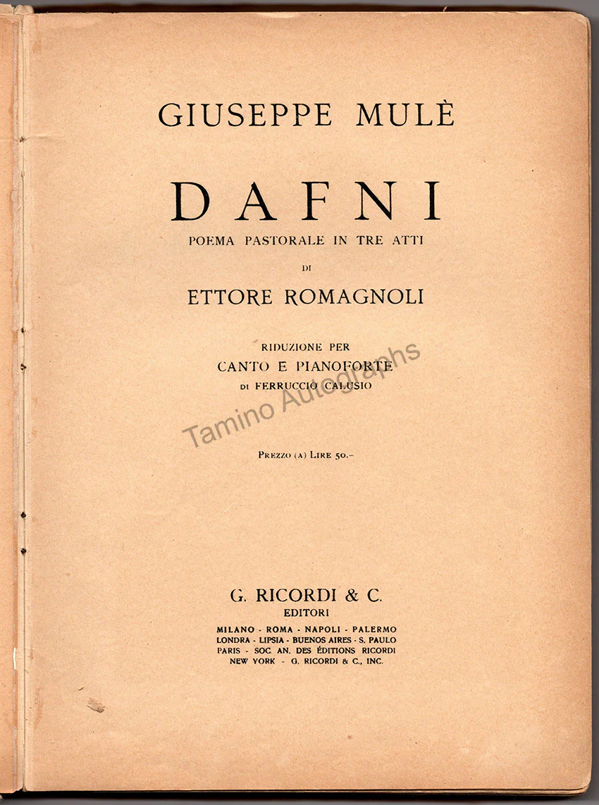 Mule, Giuseppe - Signed Score of "Dafni" - Image 3