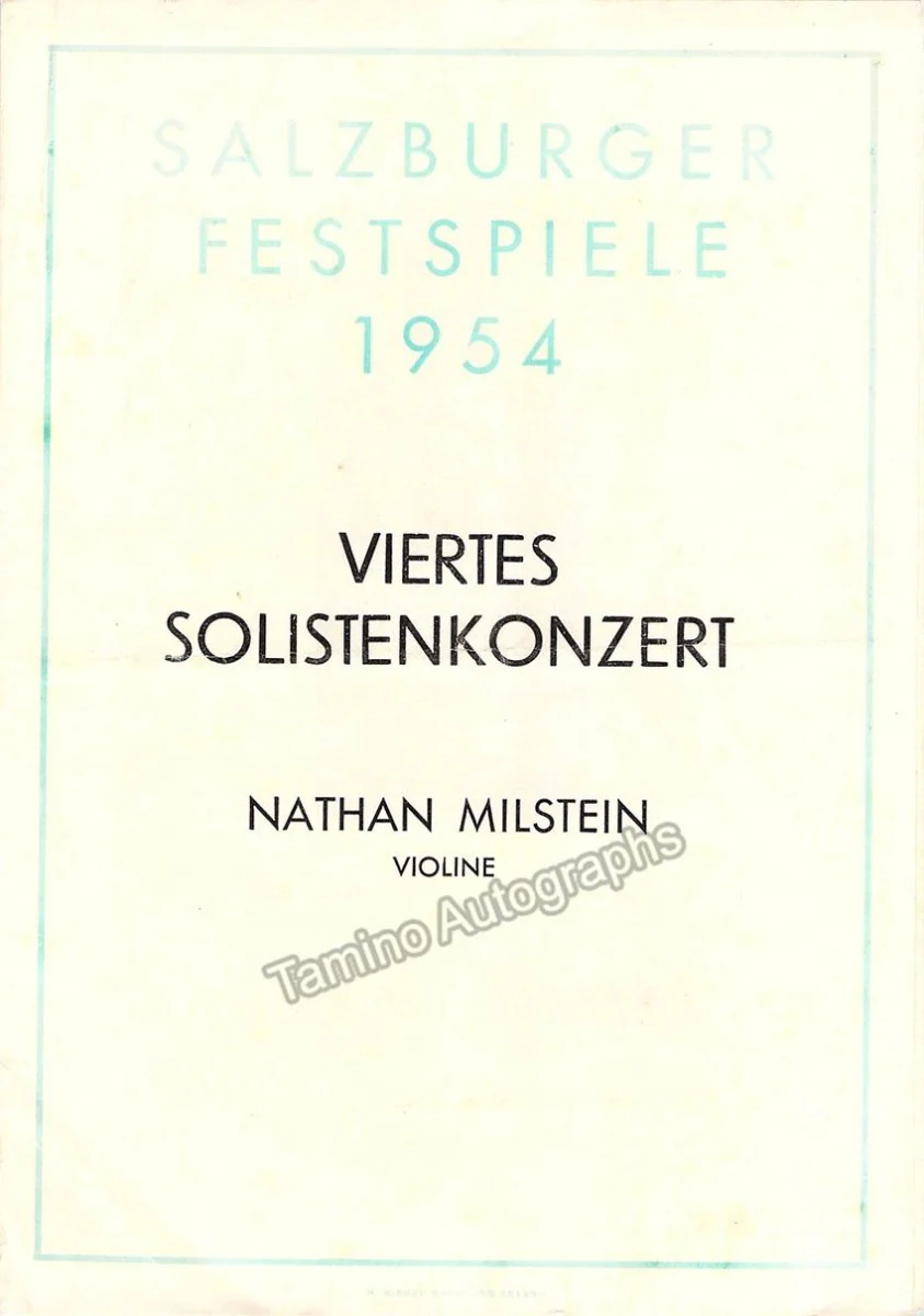 Milstein, Nathan - Unsigned Concert Programs (Various Options)