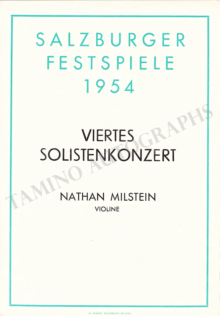 Milstein, Nathan - Unsigned Concert Programs (Various Options) - Image 14