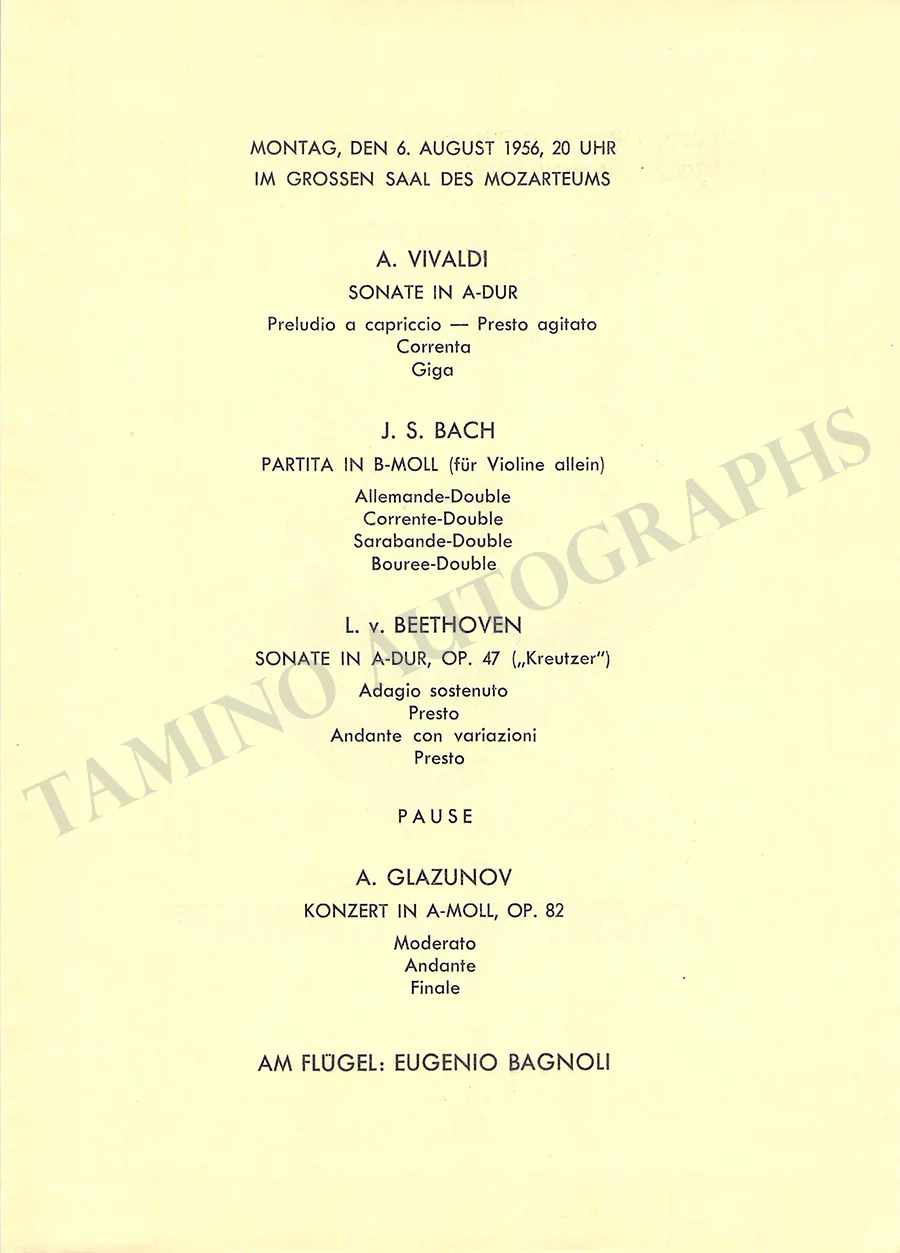 Milstein, Nathan - Unsigned Concert Programs (Various Options) - Image 19