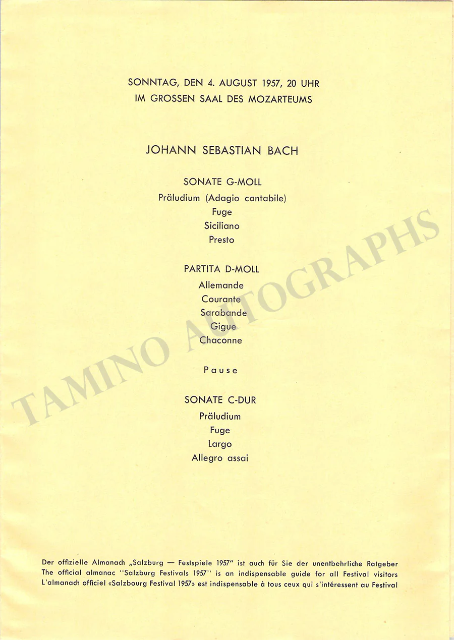 Milstein, Nathan - Unsigned Concert Programs (Various Options) - Image 21