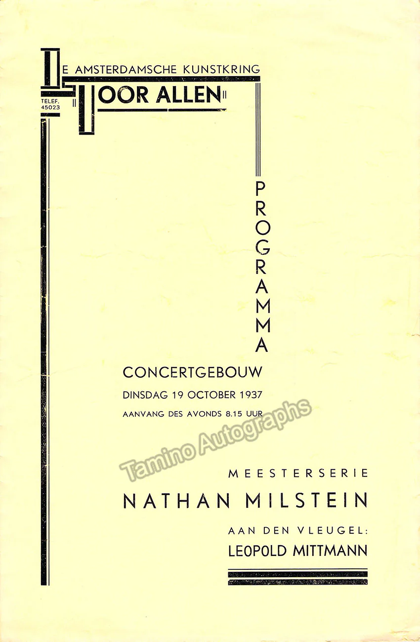 Milstein, Nathan - Unsigned Concert Programs (Various Options) - Image 3