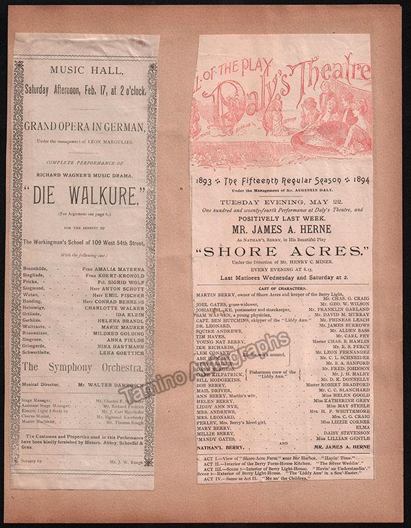 New York Opera and Theater Program Clip Album 1891-1894 - Image 32