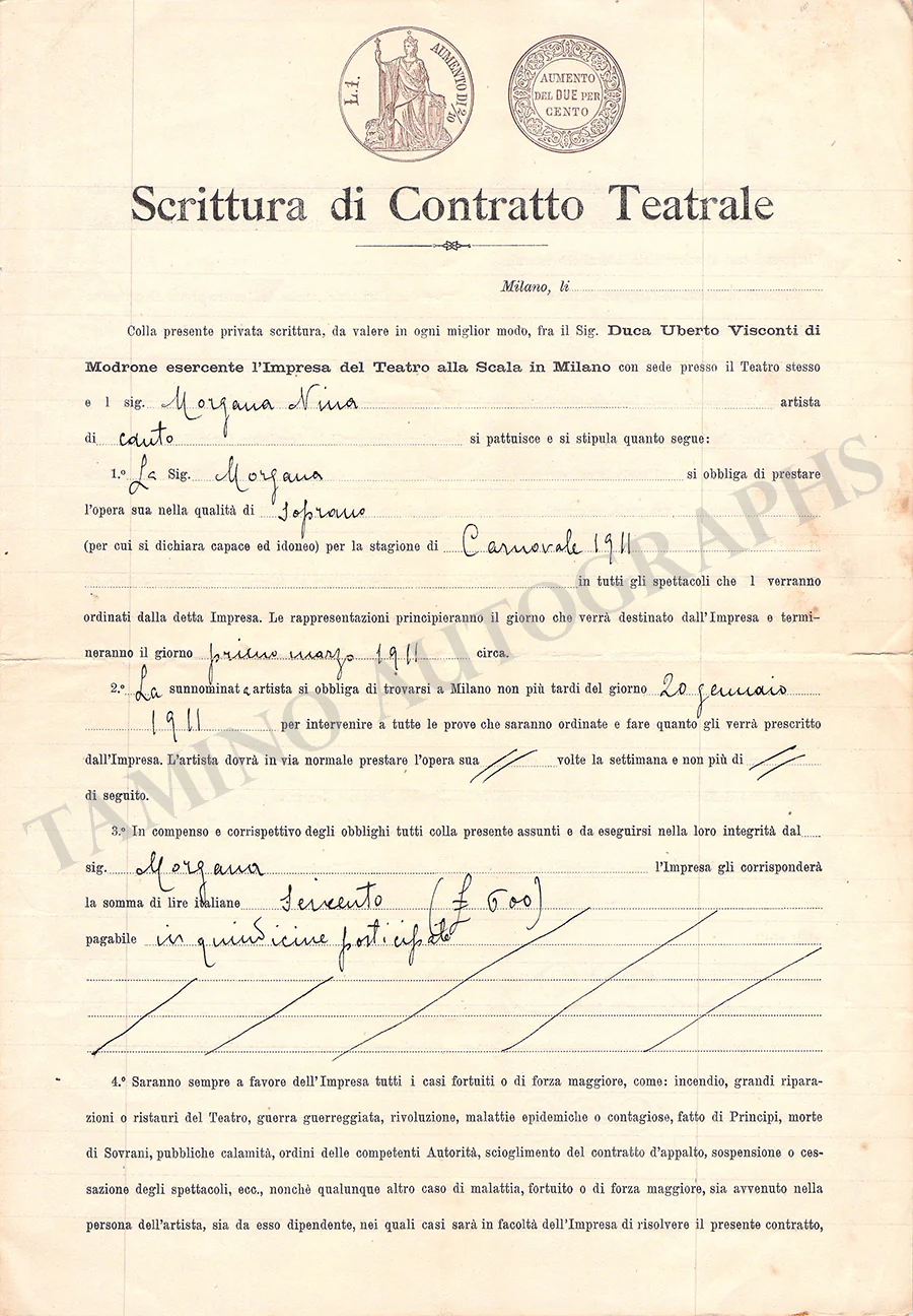 Morgana, Nina - Signed Document 1911
