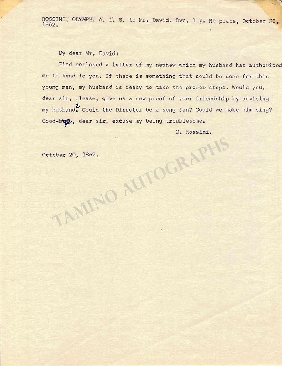 Rossini, Olympe - Set of 5 Autograph Letters Signed - Image 18