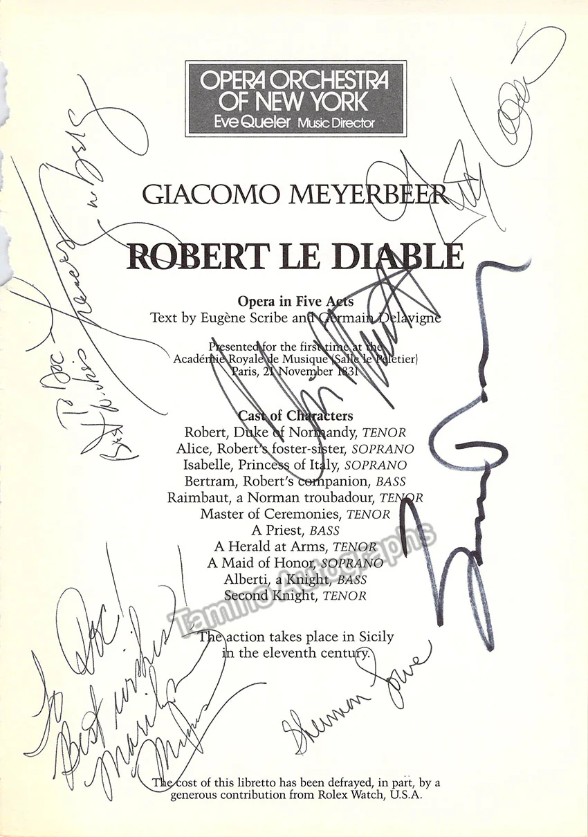 Opera Orchestra of New York - Collection of 24 Signed Cast Pages 1975-1990s - Image 18
