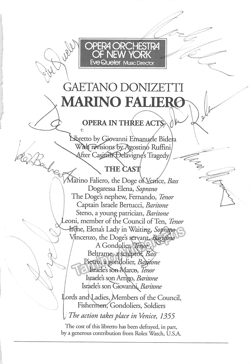 Opera Orchestra of New York - Collection of 24 Signed Cast Pages 1975-1990s - Image 8