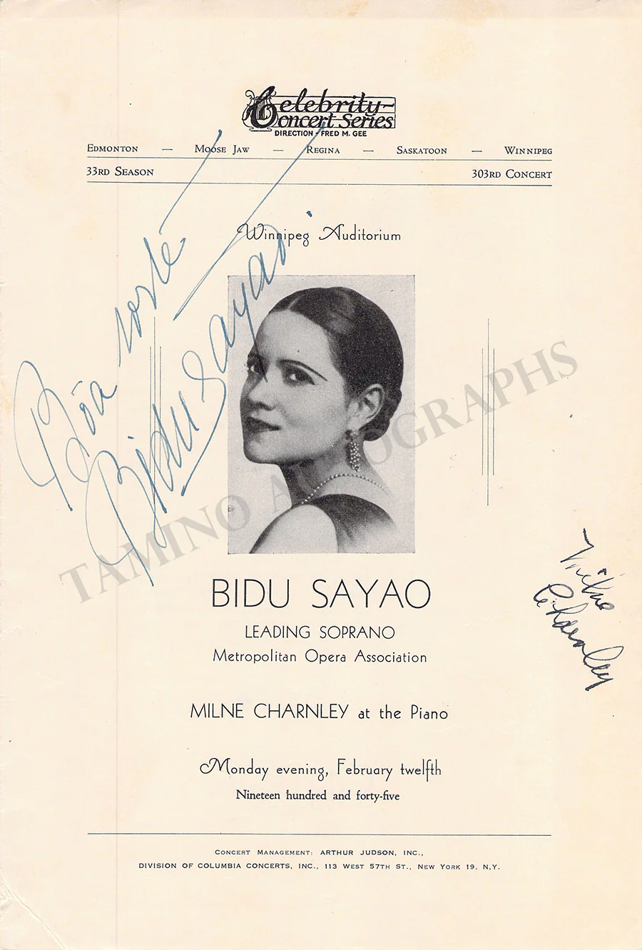 Opera Singers - Signed Program Covers 1943-1946 - Image 2