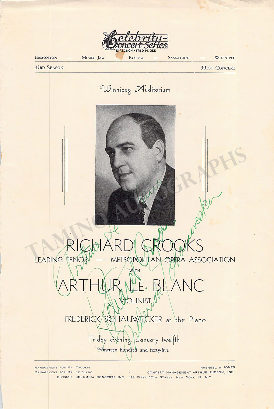 Opera Singers - Signed Program Covers 1943-1946 - Image 9