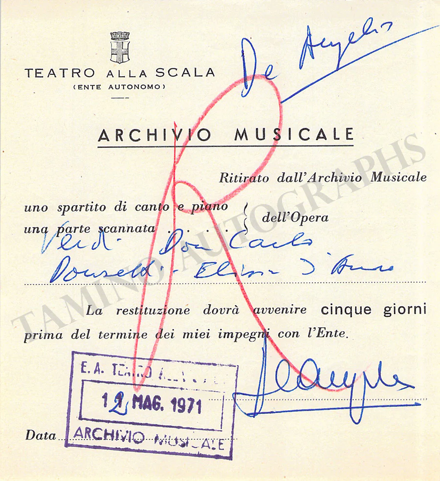 Opera Singers - Lot of 28 La Scala Receipts & Contracts - Image 15