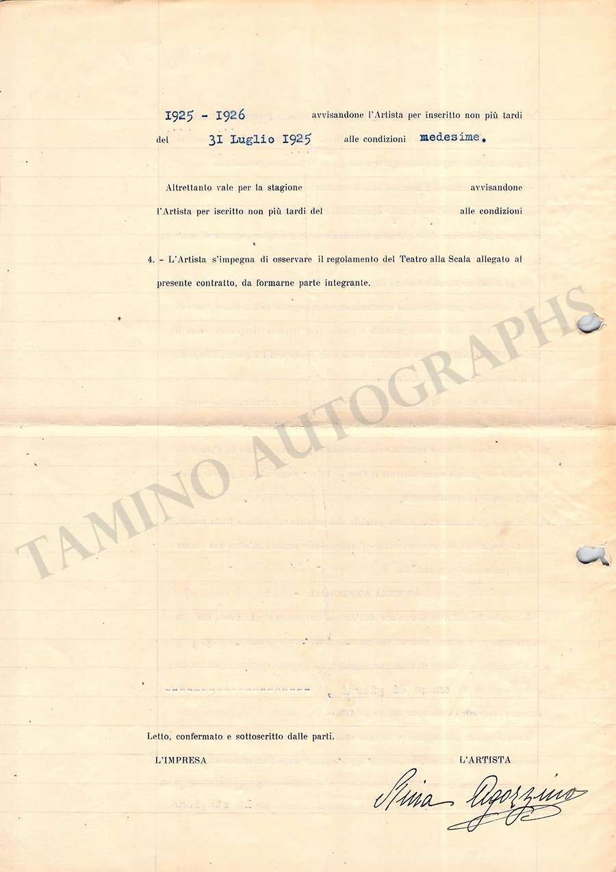 Opera Singers - Lot of 28 La Scala Receipts & Contracts - Image 30