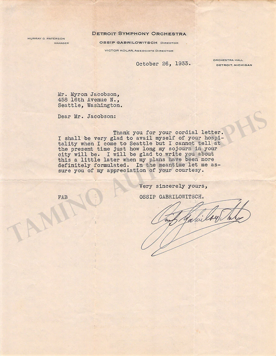 Gabrilowitsch, Ossip - Autograph Manuscripts (Various Options) - Image 2