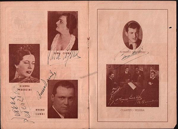 Panizza, Hector - Cigna, Gina - Pederzini, Gianna - Landi, Bruno - Locatelli, Roberto - Signed Concert Program 1939 - Image 2