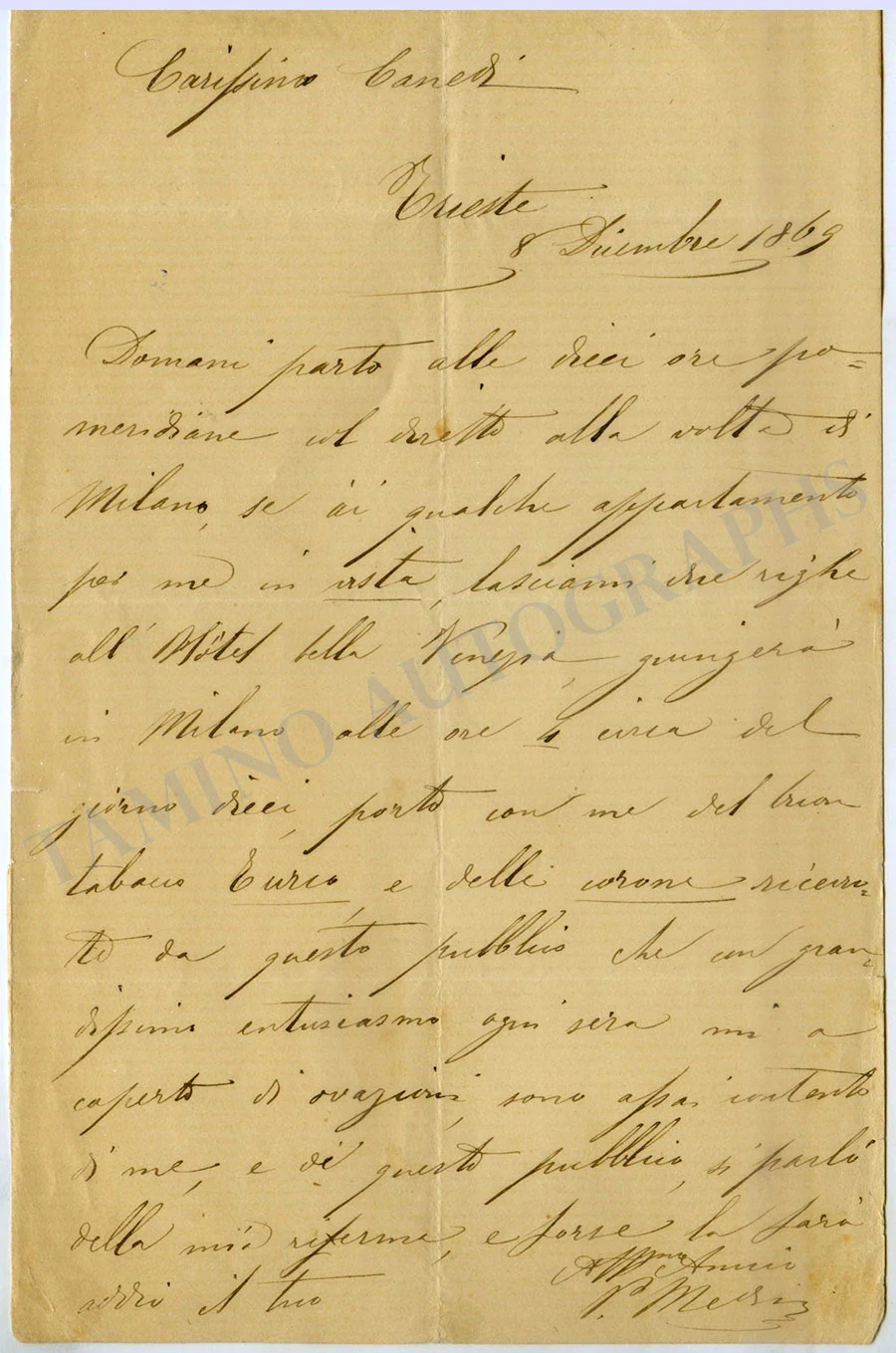Medini, Paolo - Set of 2 Autograph Letters Signed