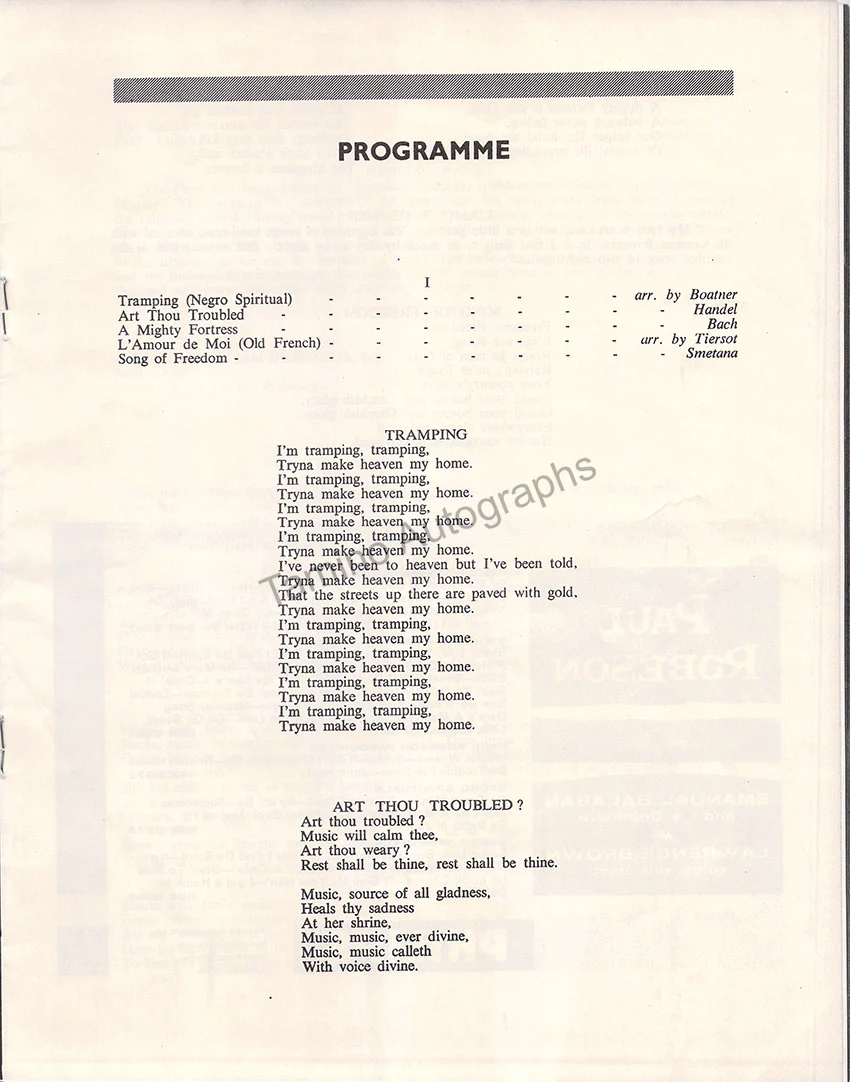 Robeson, Paul - Signed Program London - Image 4