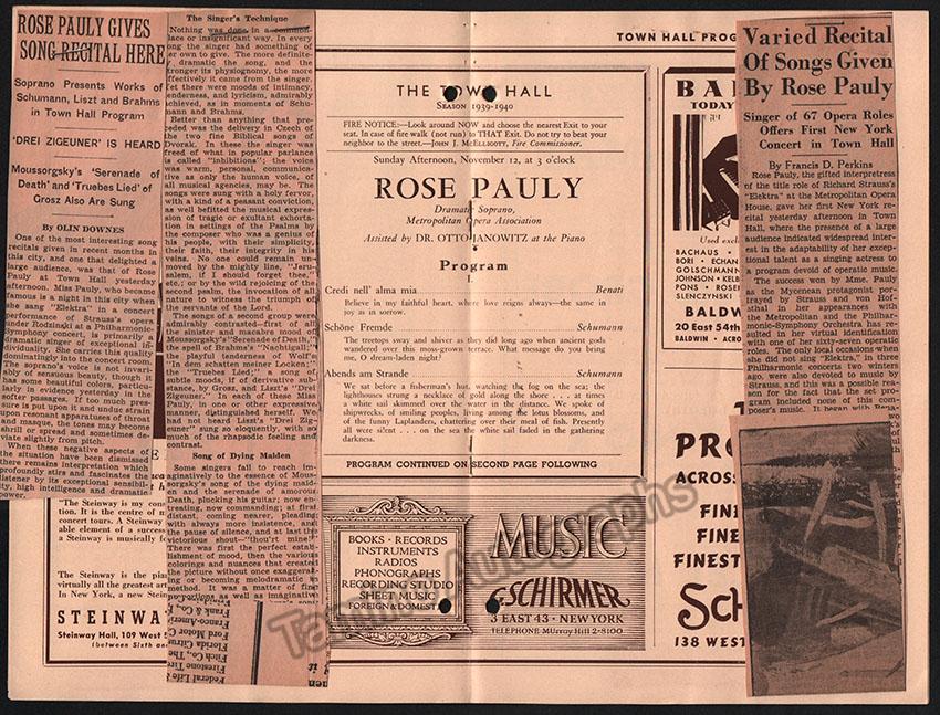 Pauly, Rose - Signed Program New York 1939 - Image 2