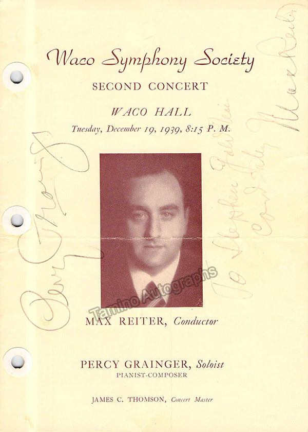 Grainger, Percy - Signed Program Waco 1939 - Image 2