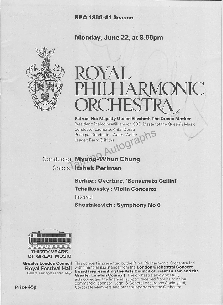Perlman, Itzhak - Signed Program London  1981 - Image 3