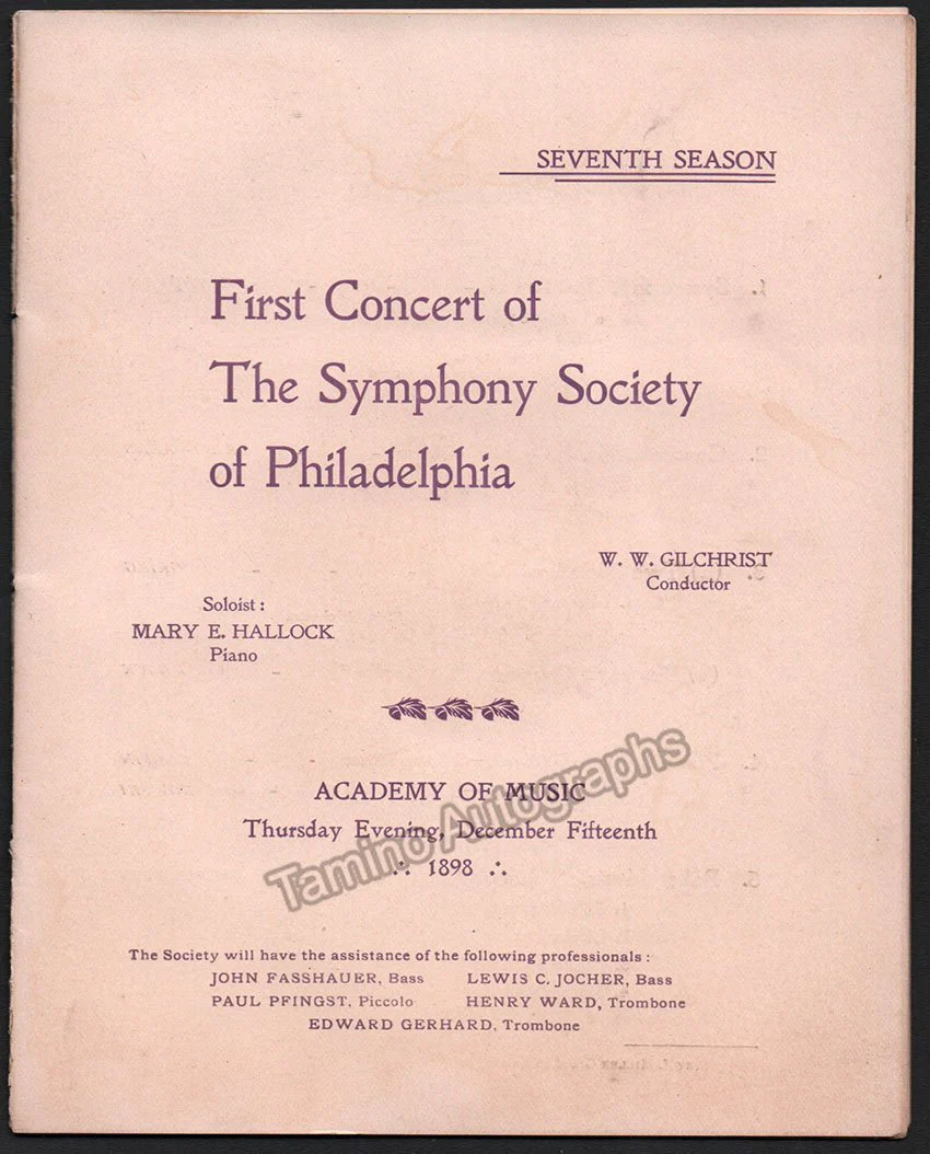 Philadelphia Symphony Society - Lot of 19 Unsigned Programs 1893-1901 - Image 31