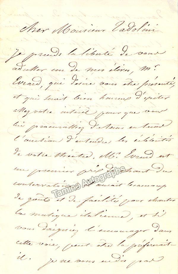 Ponchard, Louis Antoine - Autograph Letter Signed 1847