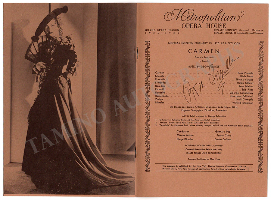 Ponselle, Rosa - Signed Brochure - Image 2