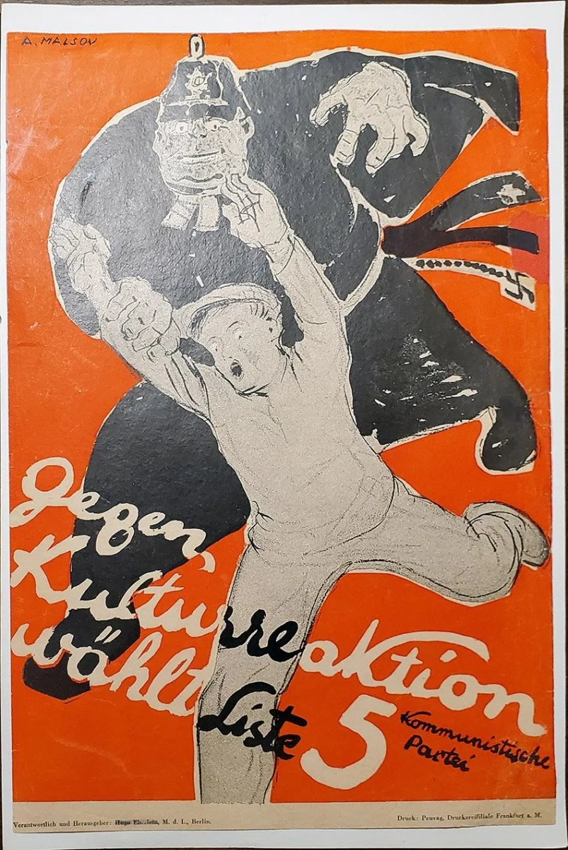 Poster "Gegen Kulturreaktion Wahlt Liste 5" by Hugo Eberlein 1928