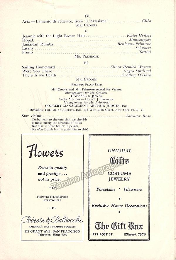 Primrose, William - Crooks, Richard - Signed Program - Image 2