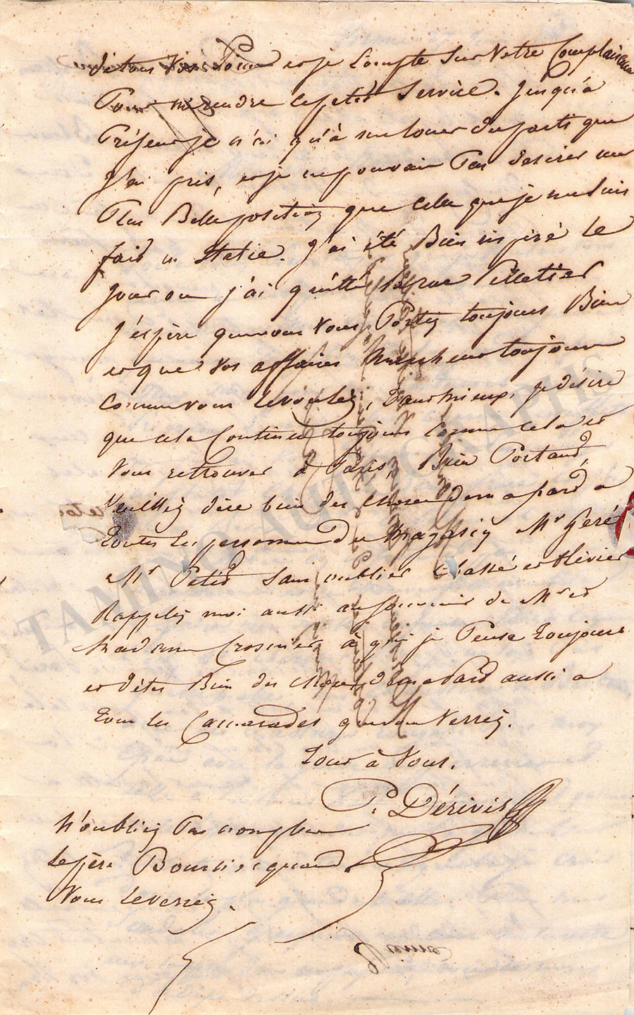Derivis, Prosper - Autograph Letter Signed 1849 - Image 3