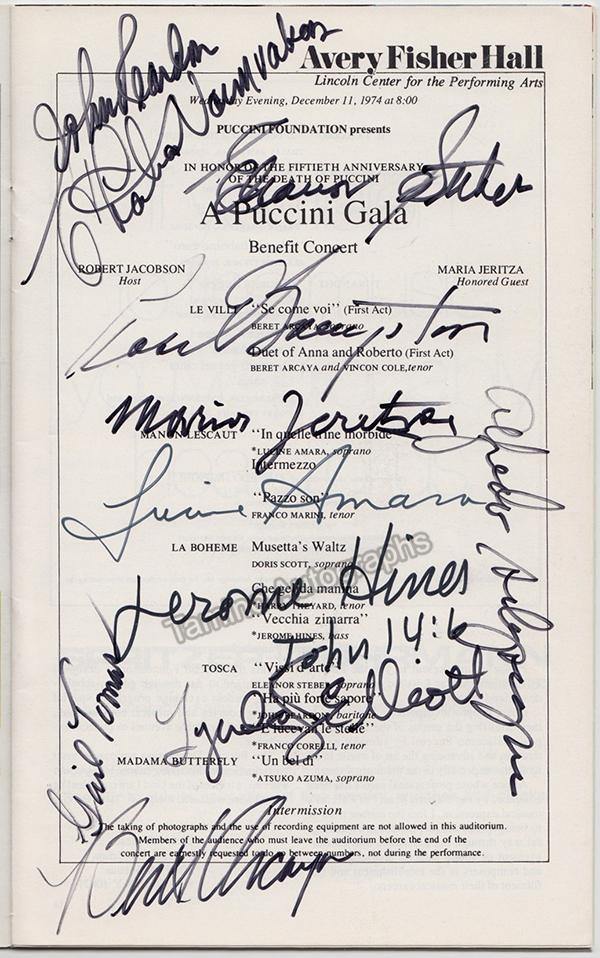 Puccini Gala - Signed Program New York 1974