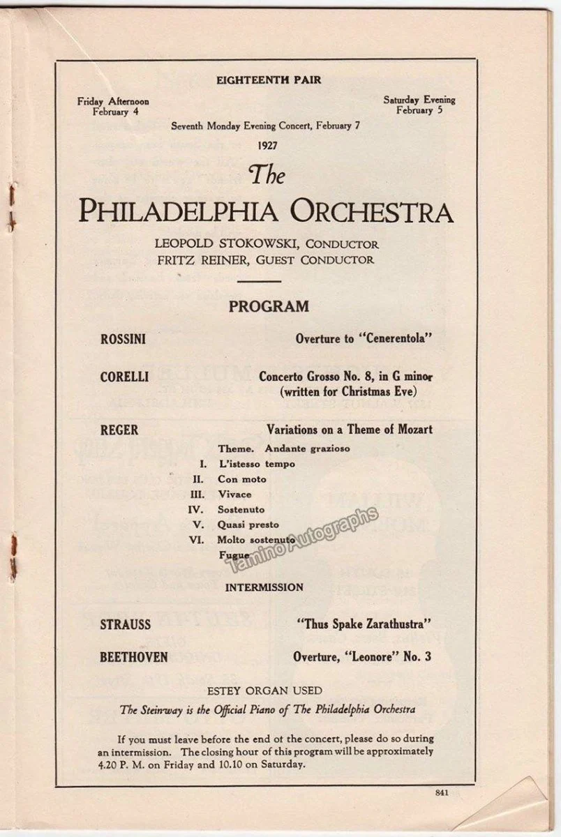 Reiner, Fritz - Set of 3 Concert Programs 1930s