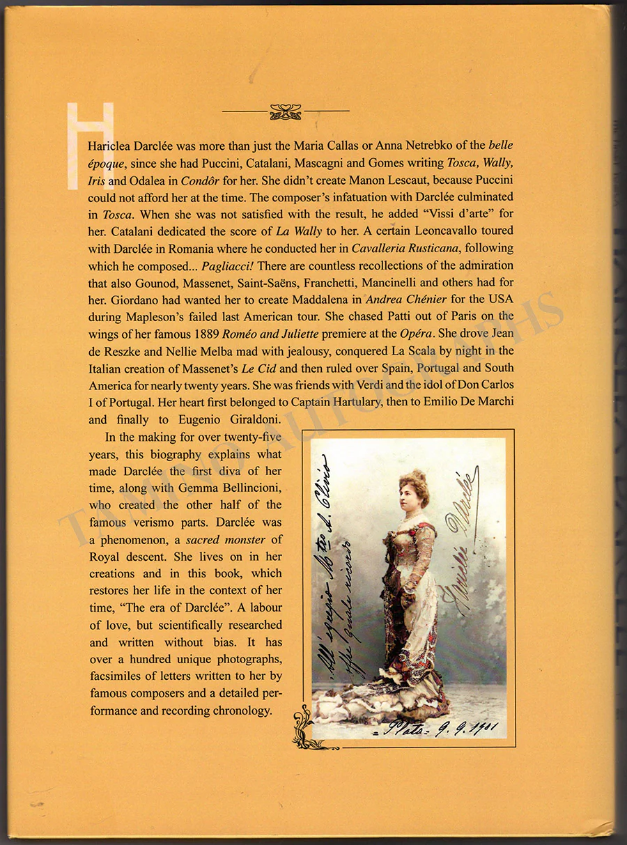 Seghers, Rene - Signed Book "Hariclea Darclee: The Life & Times of the First Tosca" - Image 5