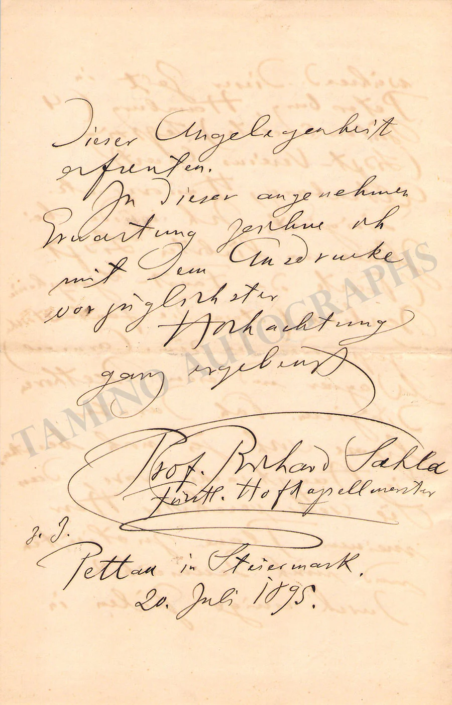 Sahla, Richard - Autograph Letter Signed 1895 - Image 4