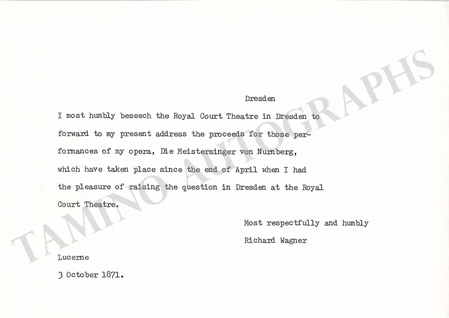 Wagner, Richard - Autograph Letter Signed 1871 - Image 2