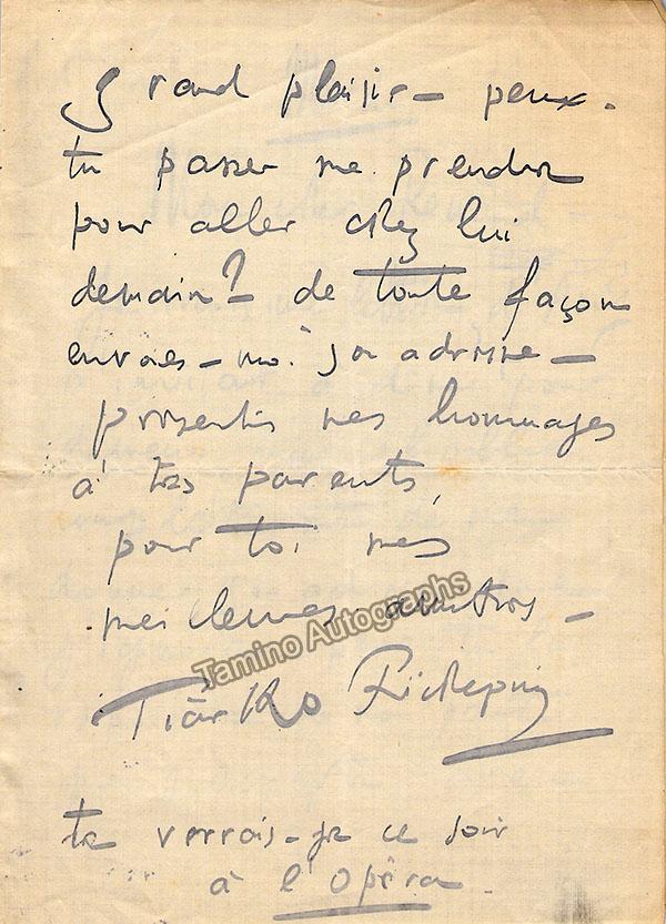 Richepin, Tiarko - 2 Autograph Notes Signed - Image 3