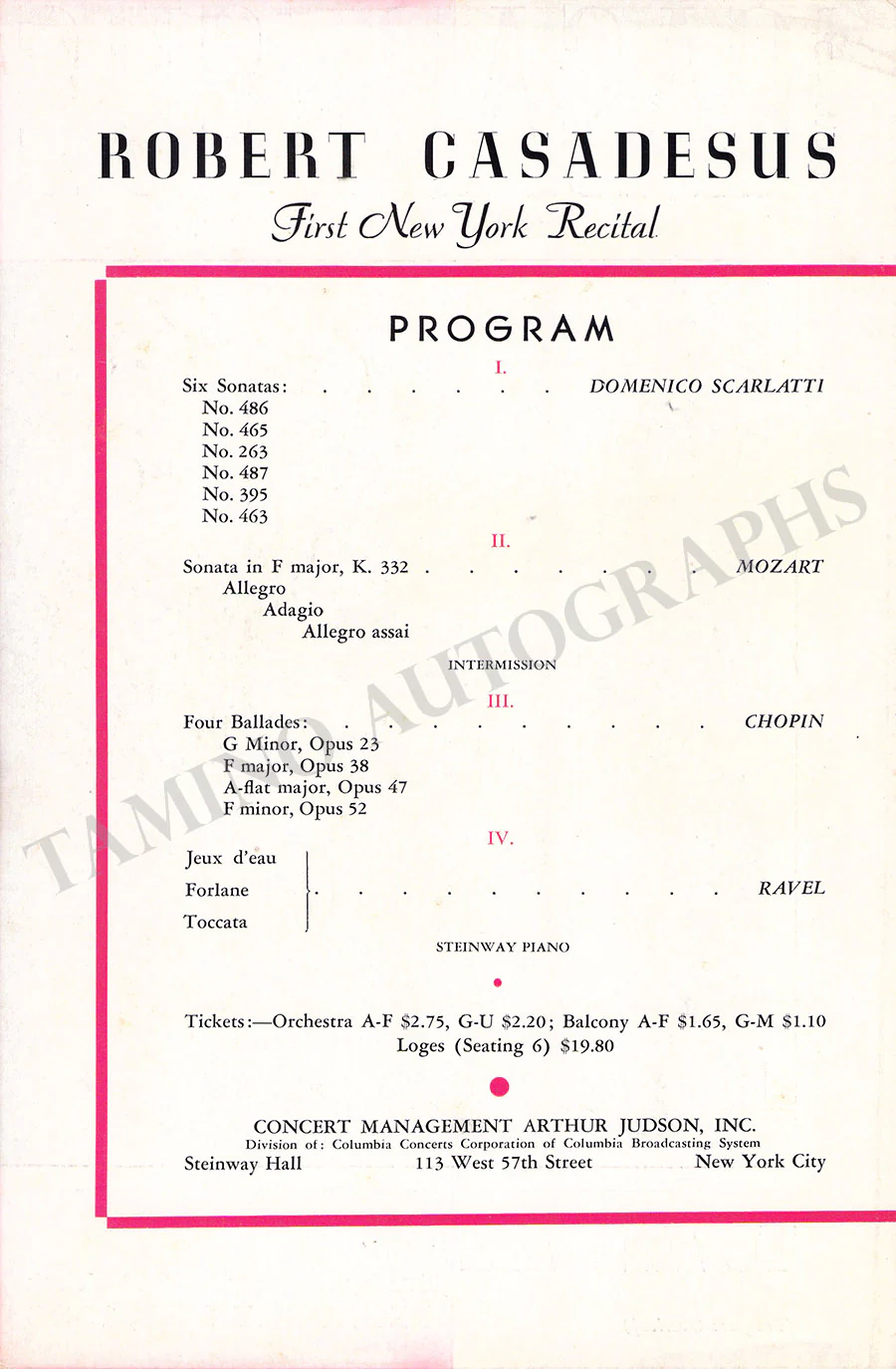 Casadesus, Robert - Set x 2 Playbills New York 1936 & 1939 - Image 4