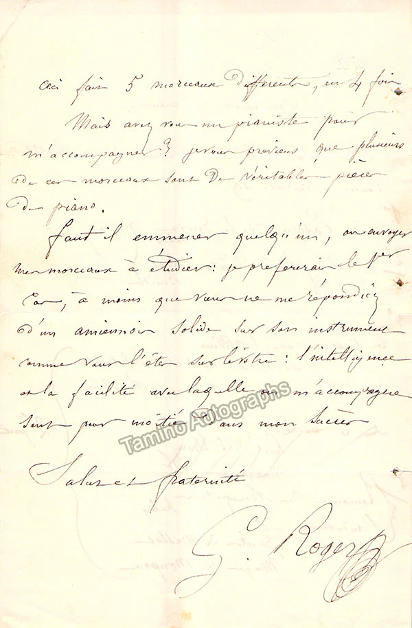 Roger, Gustave - 2 Autograph Letters Signed - Image 4