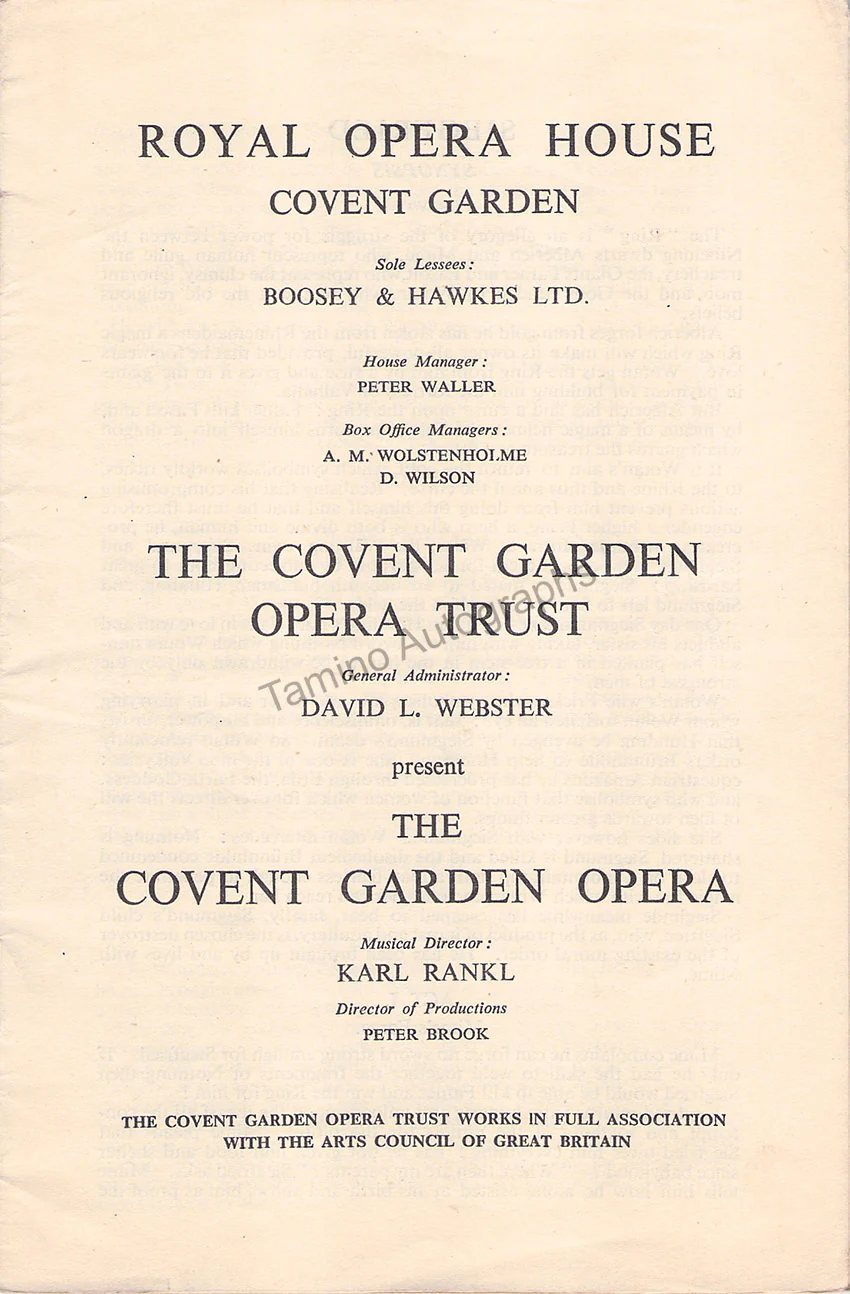 ROH Covent Garden - Signed Opera Programs 1947-1988 (Various Options II) - Image 22
