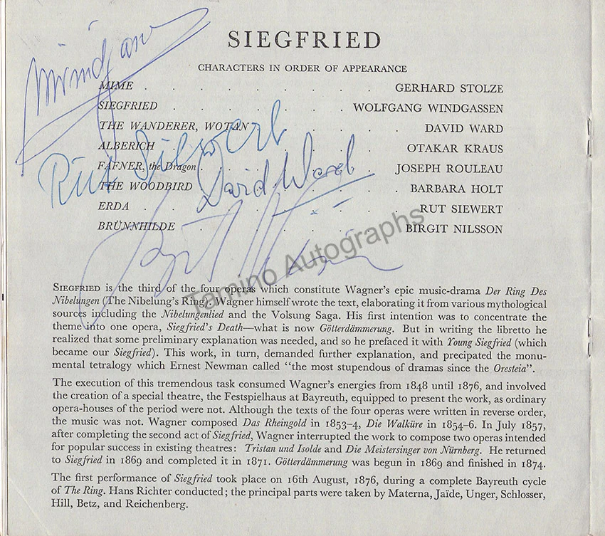 ROH Covent Garden - Signed Opera Programs 1947-1988 (Various Options I) - Image 9