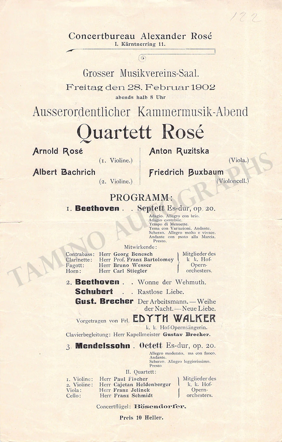 Rose Quartet - Lot of 14 Concert Programs 1895-1937 - Image 3