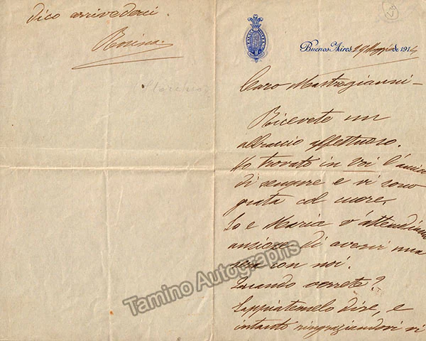 Storchio, Rosina - Autograph Manuscripts (Various Options) - Image 9
