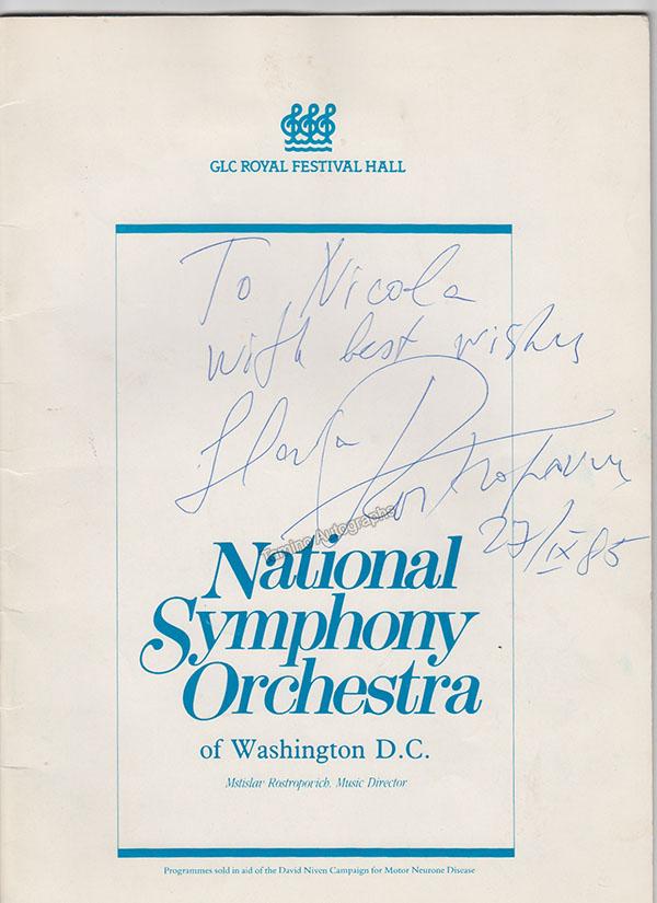 Rostropovich, Mstislav - Mutter, Anne-Sophie - Signed Program 1985