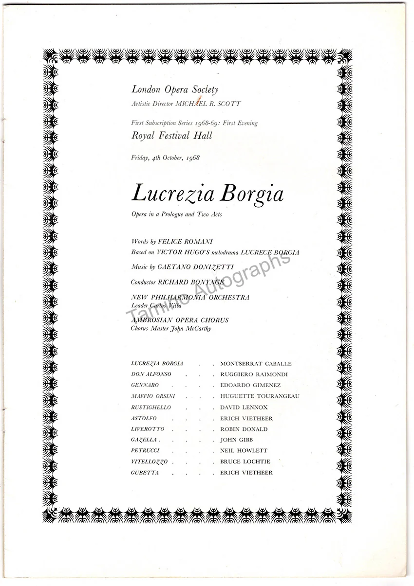 Royal Festival Hall - Signed Opera Programs (Various Options) - Image 12