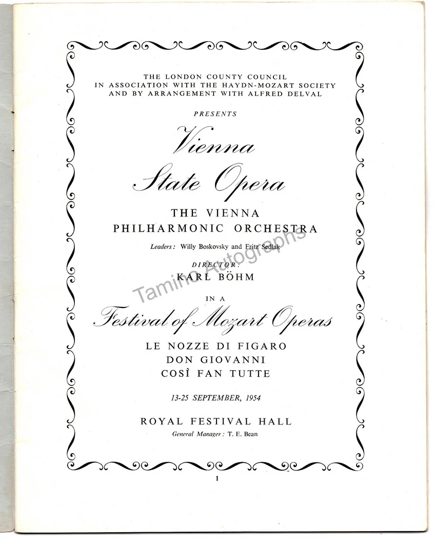 Royal Festival Hall - Signed Opera Programs (Various Options) - Image 18