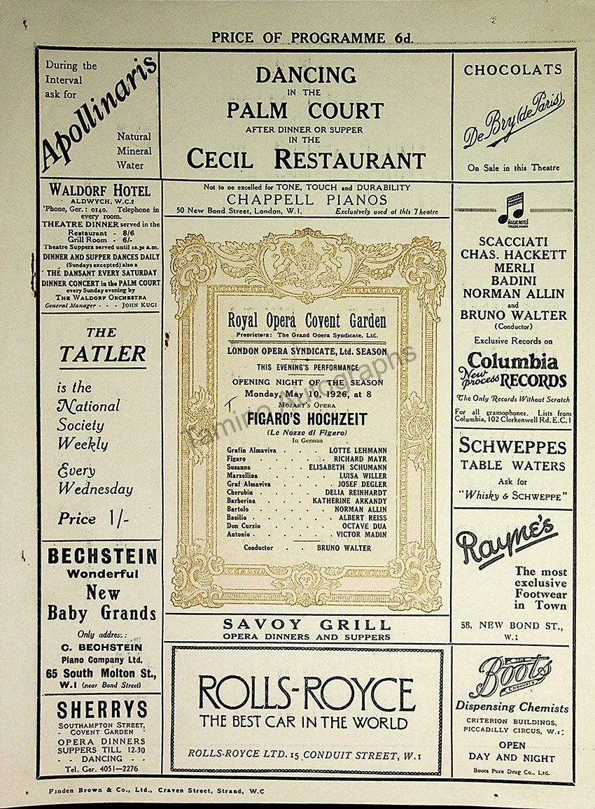 Royal Opera House at Covent Garden, London - Collection of 37 Opera Programs 1900-1940 - Image 19