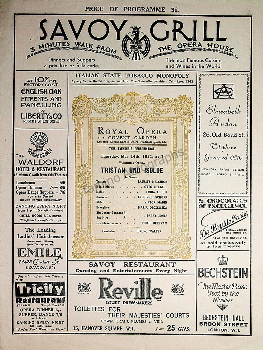 Royal Opera House at Covent Garden, London - Collection of 37 Opera Programs 1900-1940 - Image 7