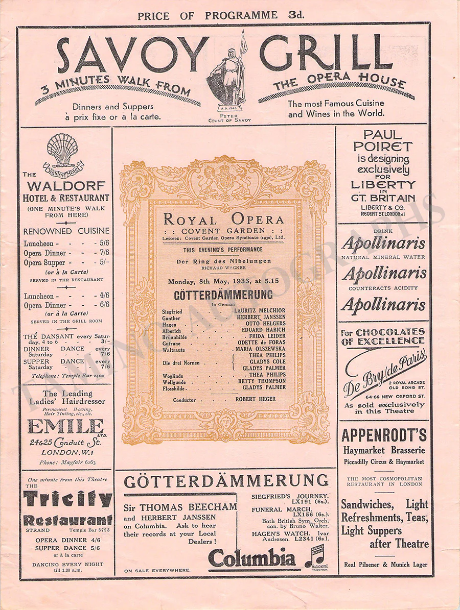 Royal Opera House Covent Garden - Collection of 8 Opera Programs