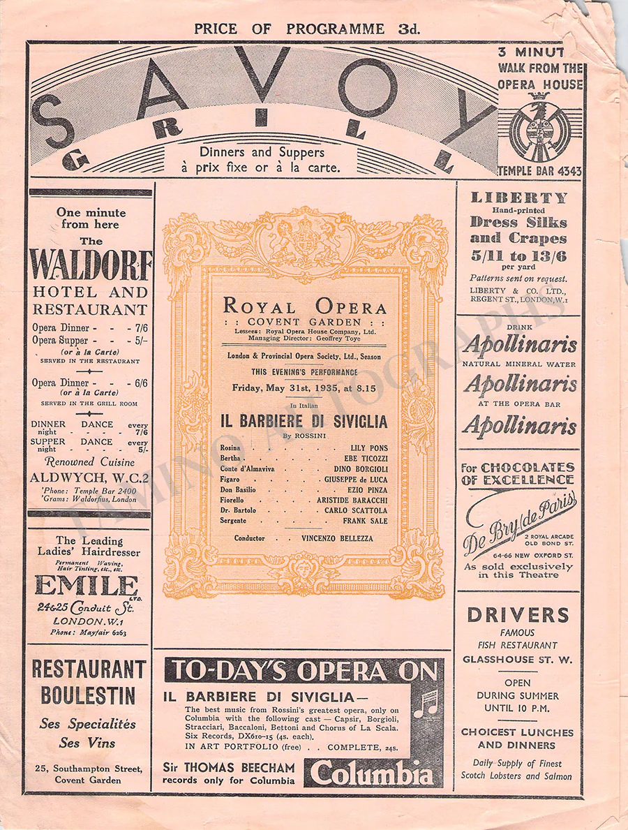 Royal Opera House Covent Garden - Set of 21 Opera Programs 1925-1937 - Image 6