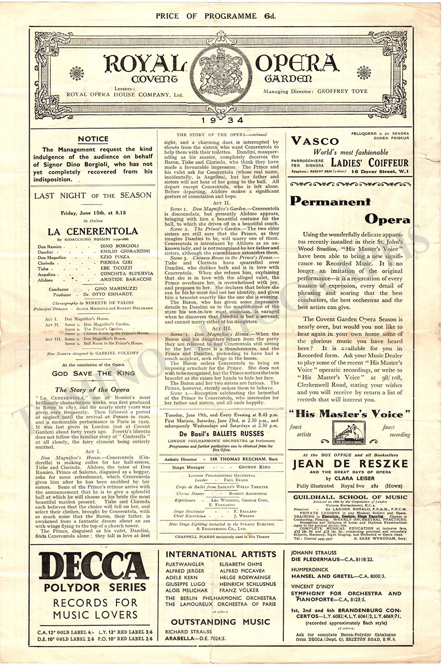 Royal Opera House Covent Garden - Collection of 8 Opera Programs - Image 6
